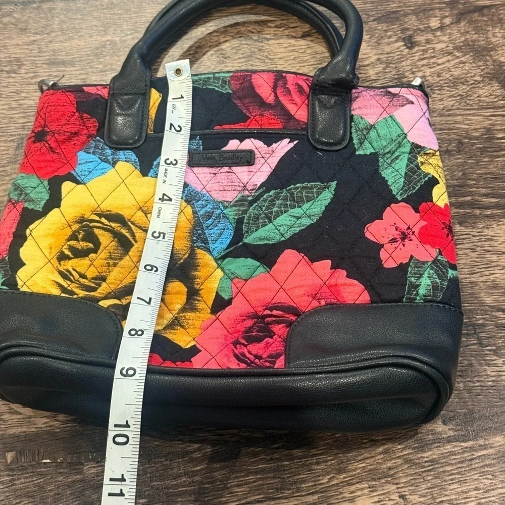 Vera Bradley Black and Red Satchel with Floral‎ Design